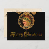 Vintage KerstAngel Feestdagenkaart (Voorkant / Achterkant)