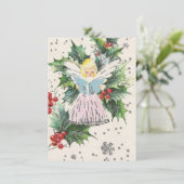 Vintage KerstAngel Feestdagenkaart (Staand voorkant)