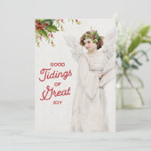 Vintage KerstAngel Feestdagenkaart (Staand voorkant)