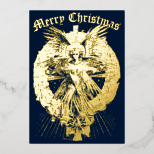 Vintage KerstAngel Folie Feestdagenkaart