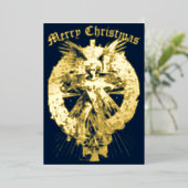 Vintage KerstAngel Folie Feestdagenkaart (Staand Voorkant)