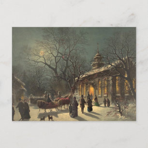 Vintage kerstavond Briefkaart