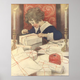Vintage kerstavond kind, Jessie Willcox Smith Poster