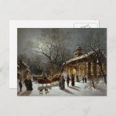 Vintage Kerstavond scène Feestdagenkaart (Voorkant / Achterkant)