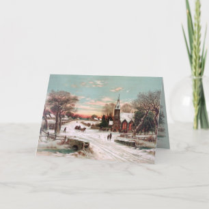 Vintage kerstavond Wenskaart Feestdagen Kaart