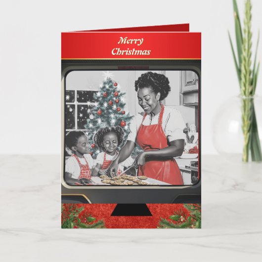 Vintage kerstbakken feestdagen kaart (Voorkant)