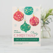 Vintage kerstballen kaart (Staand voorkant)