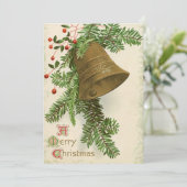 Vintage Kerstbel (Evergreen) Platte Kaart (Staand voorkant)