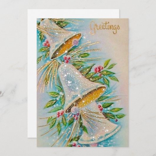 Vintage-kerstbellen Feestdagenkaart (Voorkant / Achterkant)