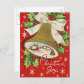 Vintage-kerstbellen Feestdagenkaart (Voorkant / Achterkant)