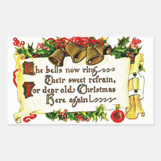 Vintage Kerstbericht Rechthoekige Sticker (Voorkant)