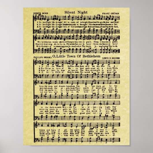 Vintage kerstblad Music Replica Poster (Voorkant)