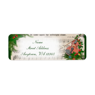 Vintage kerstblad muziek met feestelijk geweld etiket