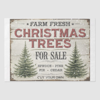 Vintage Kerstboerderij Vakantiebord Tissuepapier