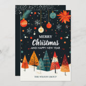 Vintage kerstbomen Business Feestdagenkaart (Voorkant / Achterkant)