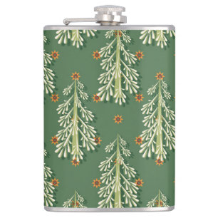 Vintage Kerstbomen illustratiepatroon Heupfles