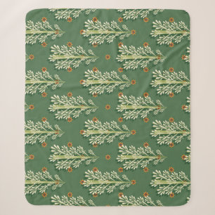 Vintage Kerstbomen illustratiepatroon Sherpa Deken