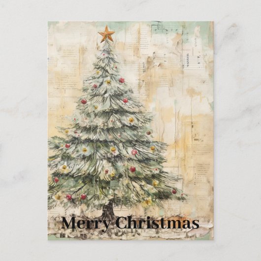 Vintage Kerstboom Collage Briefkaart (Voorkant)