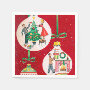 Vintage Kerstboom die partijservetten verfraaien Servet