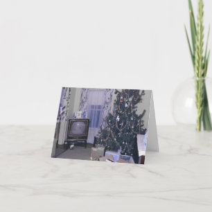 Vintage kerstboom en cadeautjes feestdagen kaart