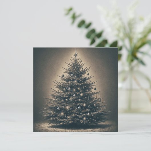Vintage kerstboom feestdagenkaart (Staand voorkant)