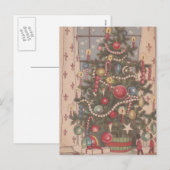 Vintage kerstboom feestdagenkaart (Voorkant / Achterkant)