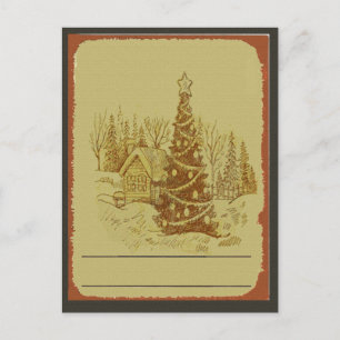Vintage Kerstboom Feestdagenkaart