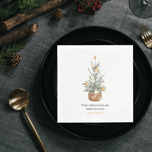 Vintage kerstboom Fijne vakantie Servet