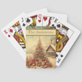 Vintage kerstboom gepersonaliseerd pokerkaarten (Achterkant)