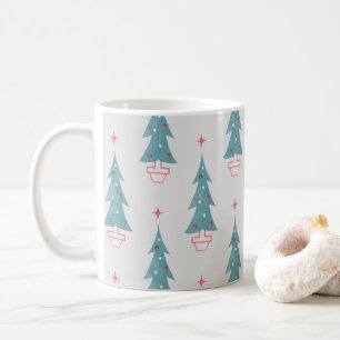 Vintage kerstboom kerstpatroon koffiemok