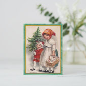 Vintage Kerstboom Kinderen Gift Briefkaart (Staand voorkant)