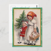 Vintage Kerstboom Kinderen Gift Briefkaart (Voorkant / Achterkant)