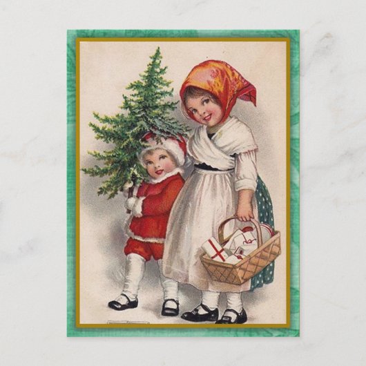 Vintage Kerstboom Kinderen Gift Briefkaart (Voorkant)