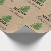 Vintage kerstboom Kraft Festive Xmas Cadeaupapier (Hoek)