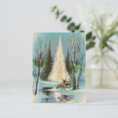 Vintage-kerstboom met deer briefkaart (Staand voorkant)