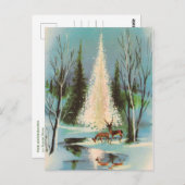 Vintage-kerstboom met deer briefkaart (Voorkant / Achterkant)