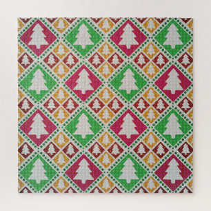 Vintage kerstboom patroon. legpuzzel
