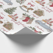 Vintage kerstboom, peperkoek en auto cadeaupapier (Hoek)