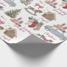 Vintage kerstboom, peperkoek en auto