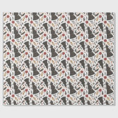 Vintage kerstboom Poinsettia Cadeaupapier (Vlak)