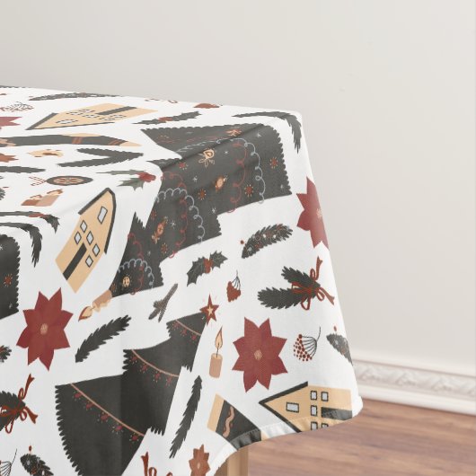 Vintage kerstboom Poinsettia Tafelkleed (Voorbeeld)