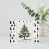 Vintage kerstboom postzegel feestdagenkaart (Staand voorkant)