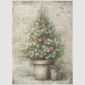 Vintage Kerstboom Pot Ephemera Decoupage Tissuepapier (Voorkant)