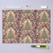 Vintage Kerstboom Quilt Patroon Decoupage Tissuepapier (Craft)
