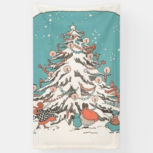 Vintage kerstboom spandoek (Verticaal)