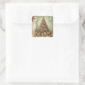Vintage kerstboom vierkante sticker (Tas)