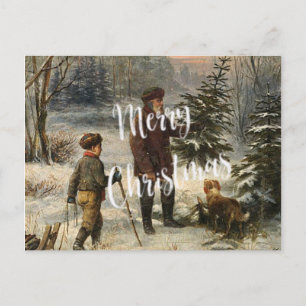 Vintage - kerstboom voor vader en zoon feestdagenkaart