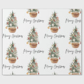 Vintage kerstboom | Vrolijk kerstfeest Cadeaupapier (Vlak)