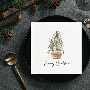 Vintage kerstboom   Vrolijk kerstfeest Servet