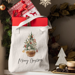 Vintage kerstboom   Vrolijk kerstfeest Tote Bag